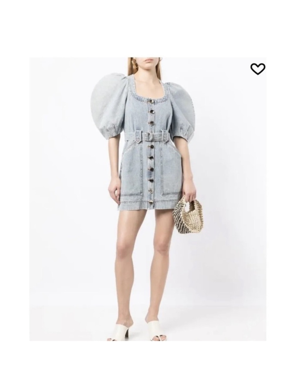 Acler Light Blue Denim Puff-Sleeve Button-Front Dress